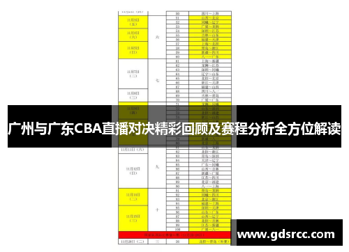 广州与广东CBA直播对决精彩回顾及赛程分析全方位解读